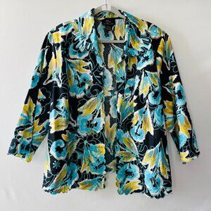 Trenz By Theresa Renz Womens Multicolor Embroider Abstract Vibrant Jacket Sz 2X